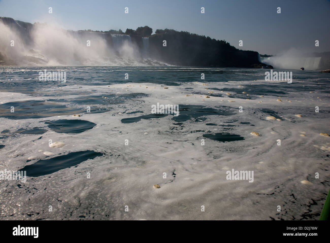 Scum, bubbles and foam on the surface of the river water, Niagara Falls, Canada Stock Photo