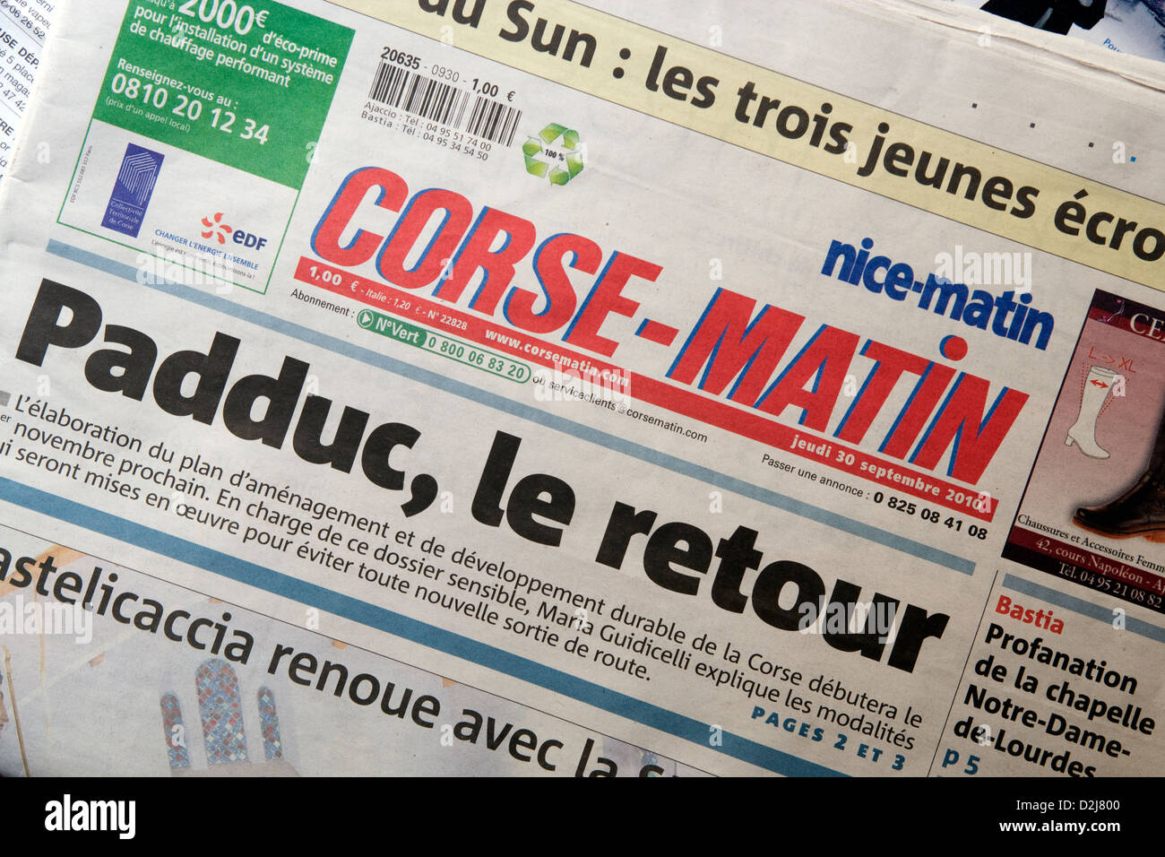 Corsica: 'Corse-Matin' newspaper Stock Photo