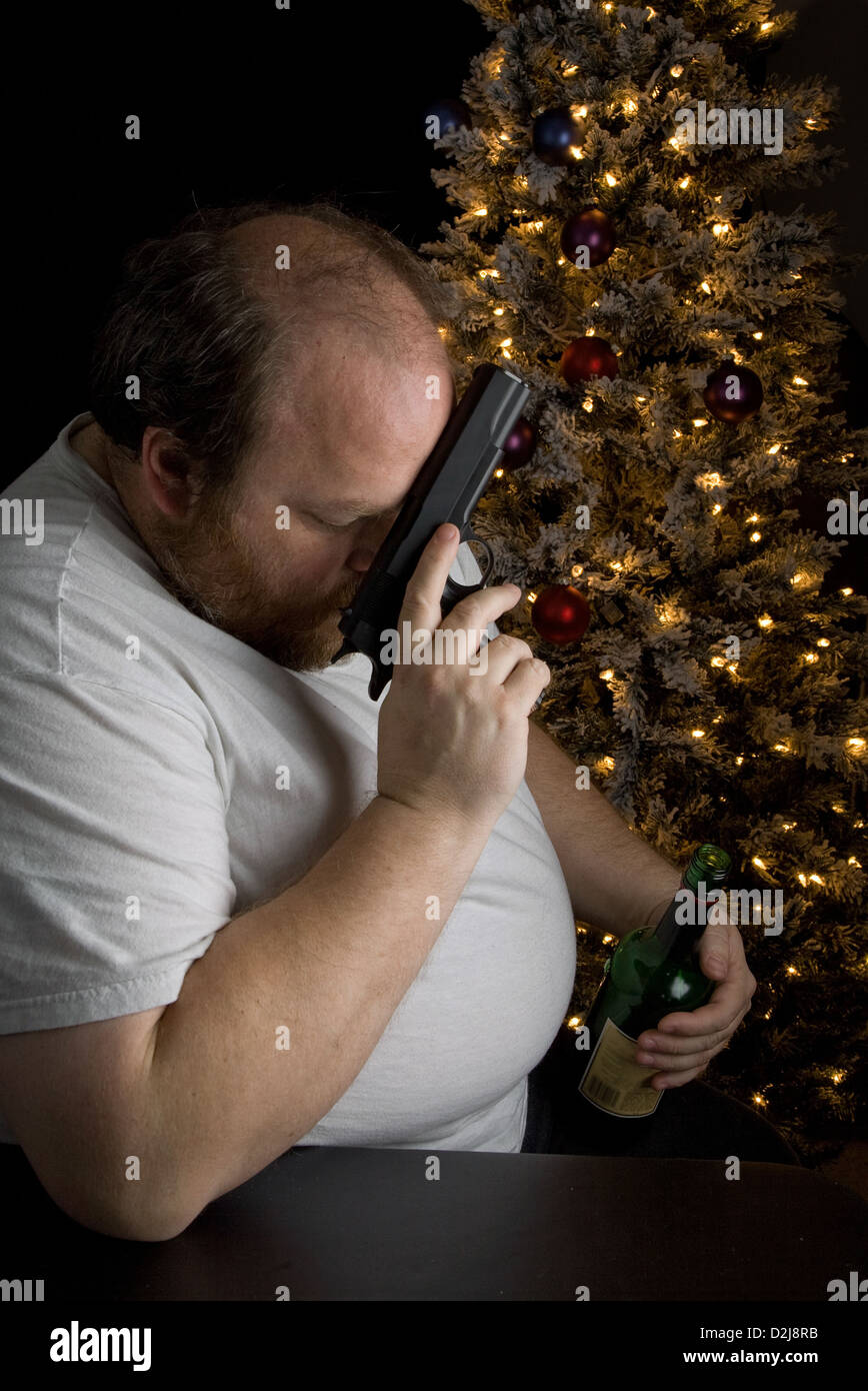 Middle-aged man dealing with seasonal depression Stock Photo