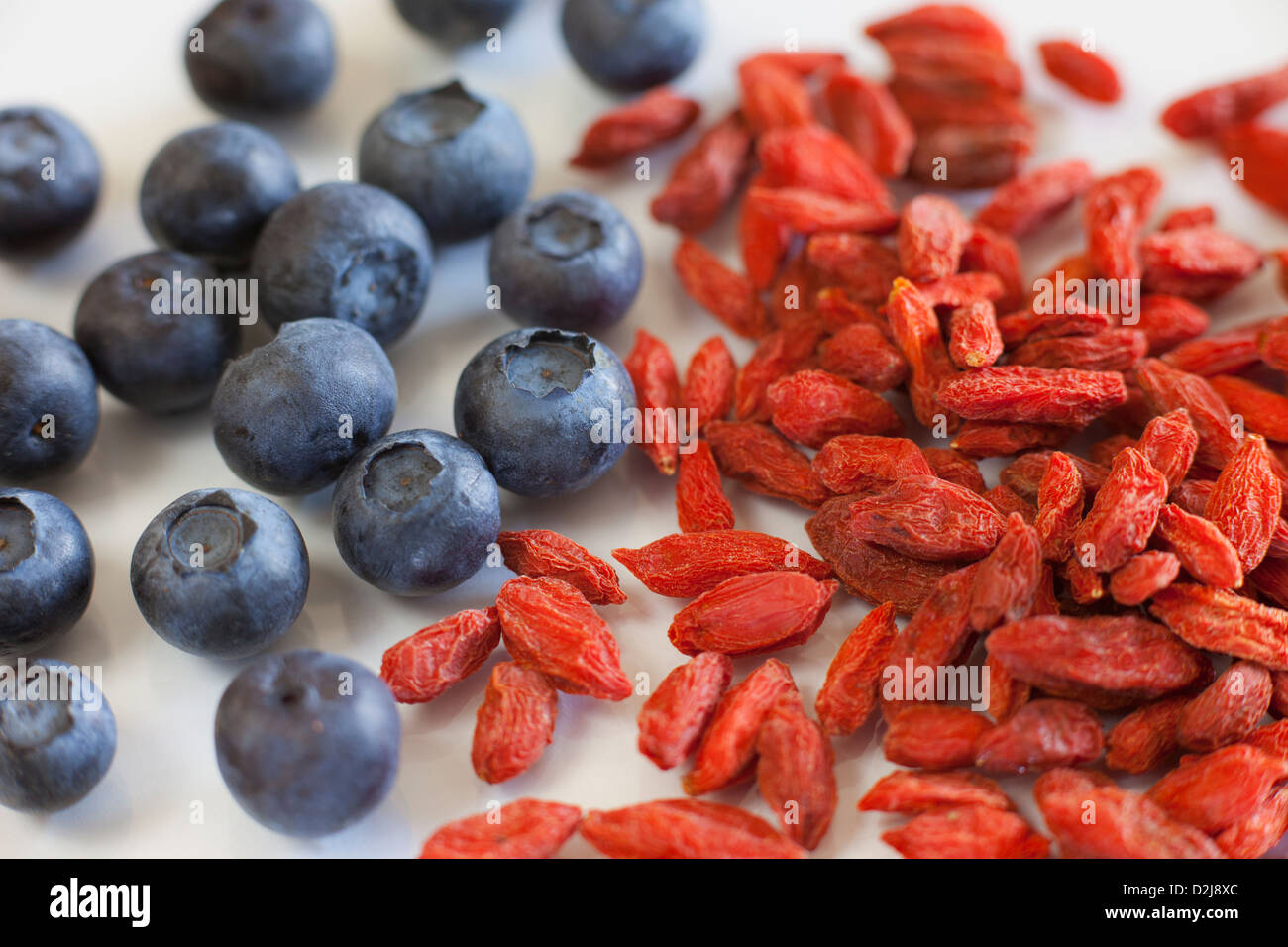 Two of the 'Superfoods' Blueberries and Goji Berries Stock Photo Alamy