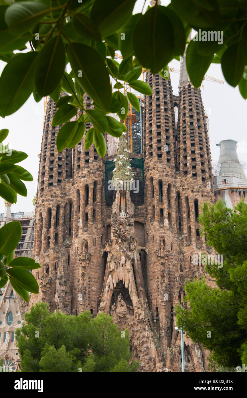 Sagrada Familia Cathedral by Gaudi, Barcelona, Catalunya (Catalonia) (Cataluna), Spain, Europe Stock Photo