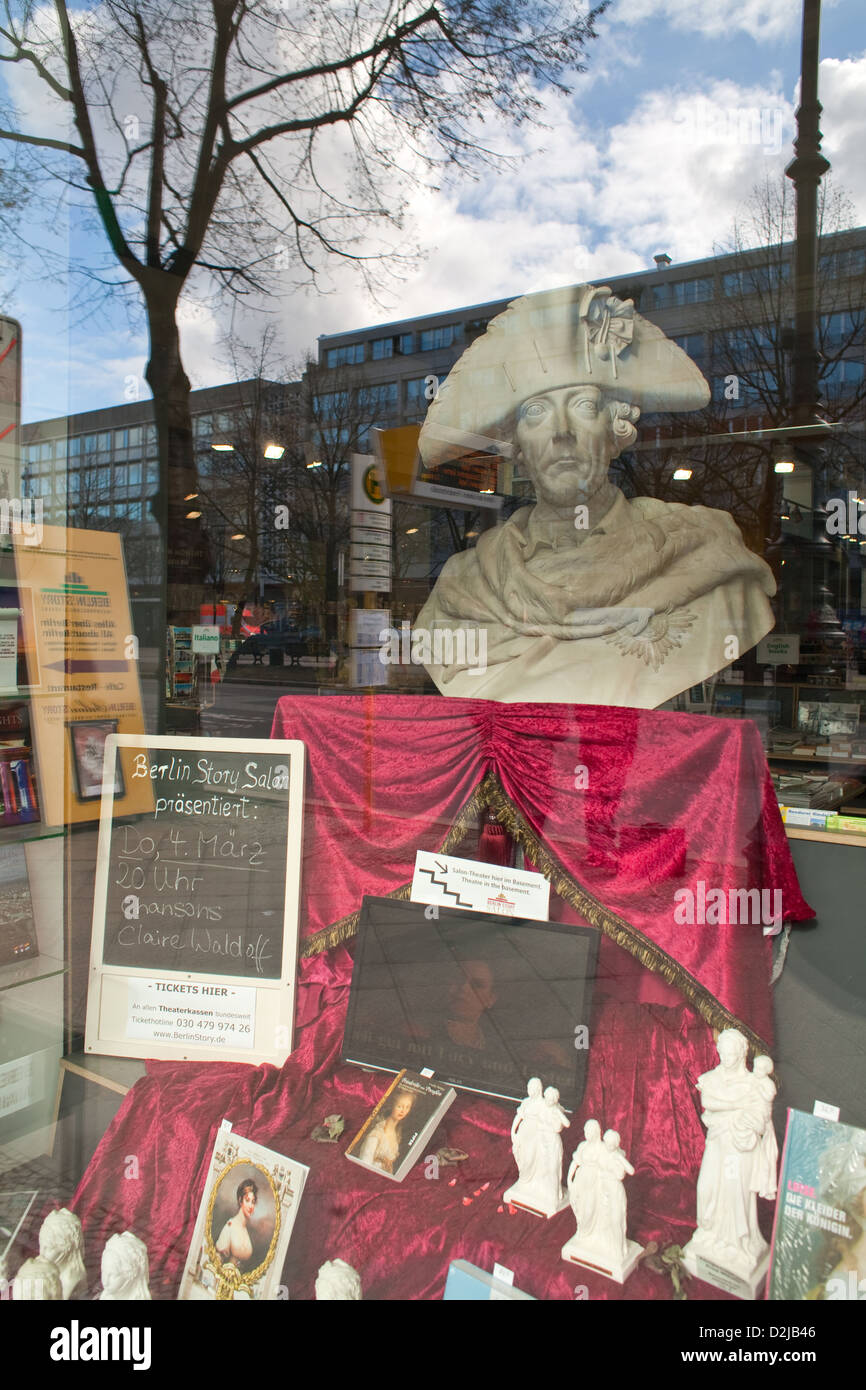 Berlin, Germany, Bust Frederick the Great in a shop window, Unter den Linden Stock Photo