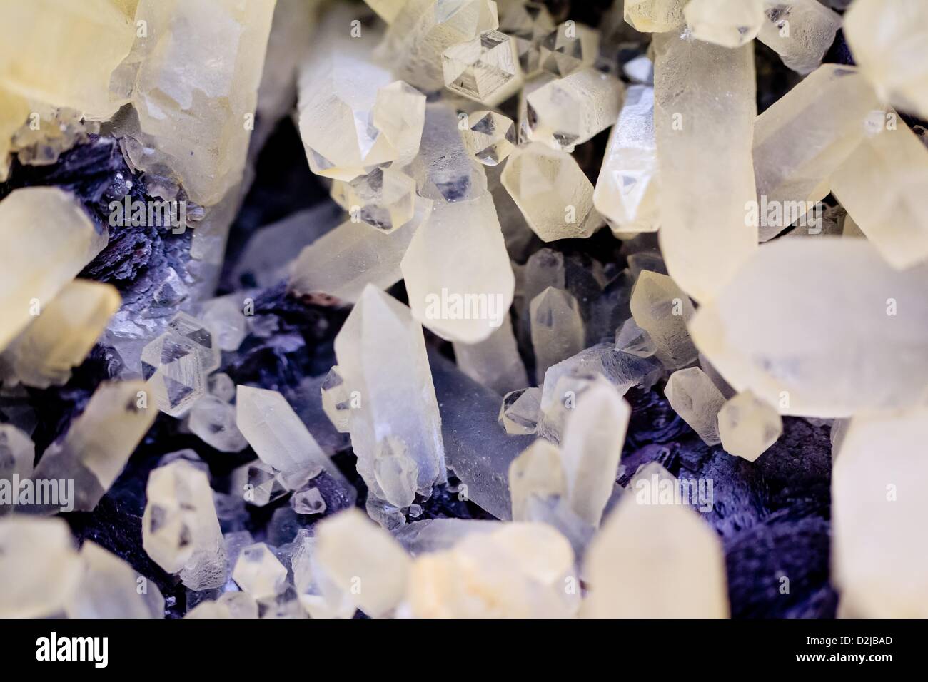 Quartz crystals are on display at the Mineralogical Collection of the ...