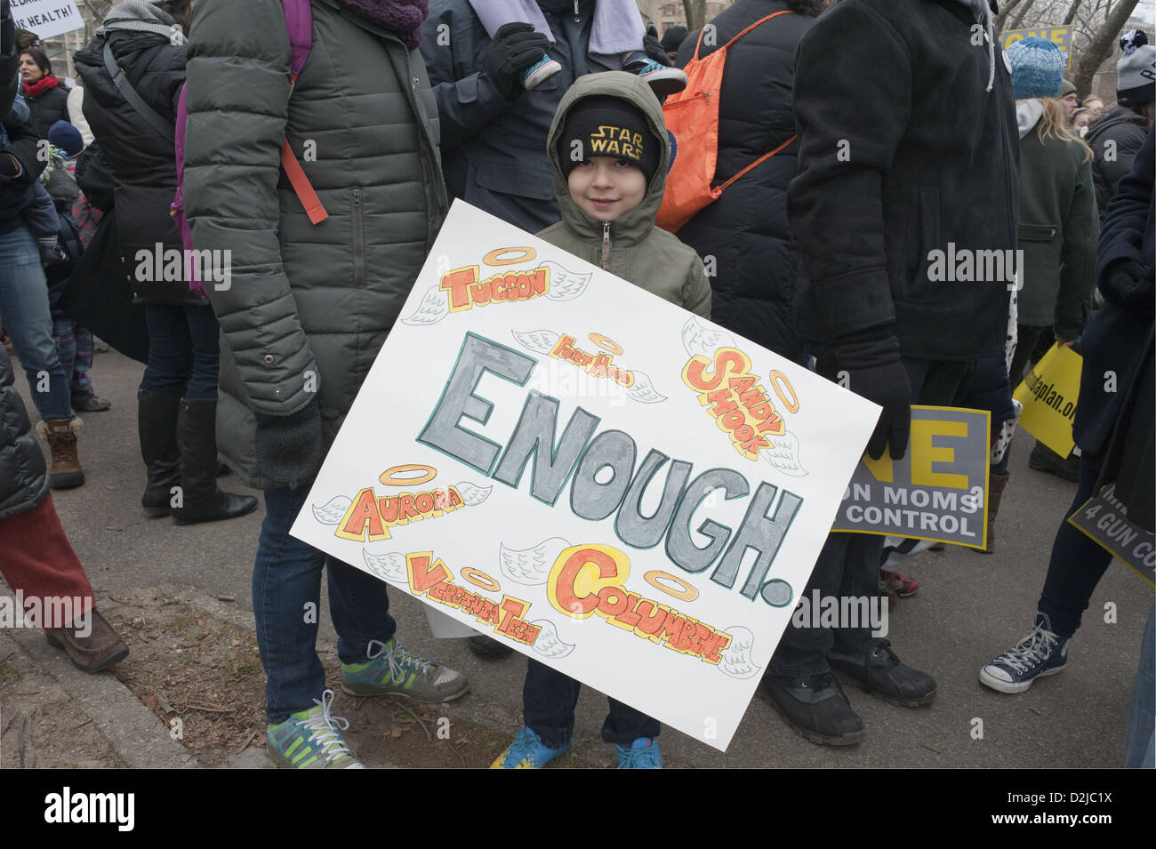 One Million Moms for Gun Control demonstration in NYC on January 21, 2013 to call for stricter gun and ammunition regulations. Stock Photo