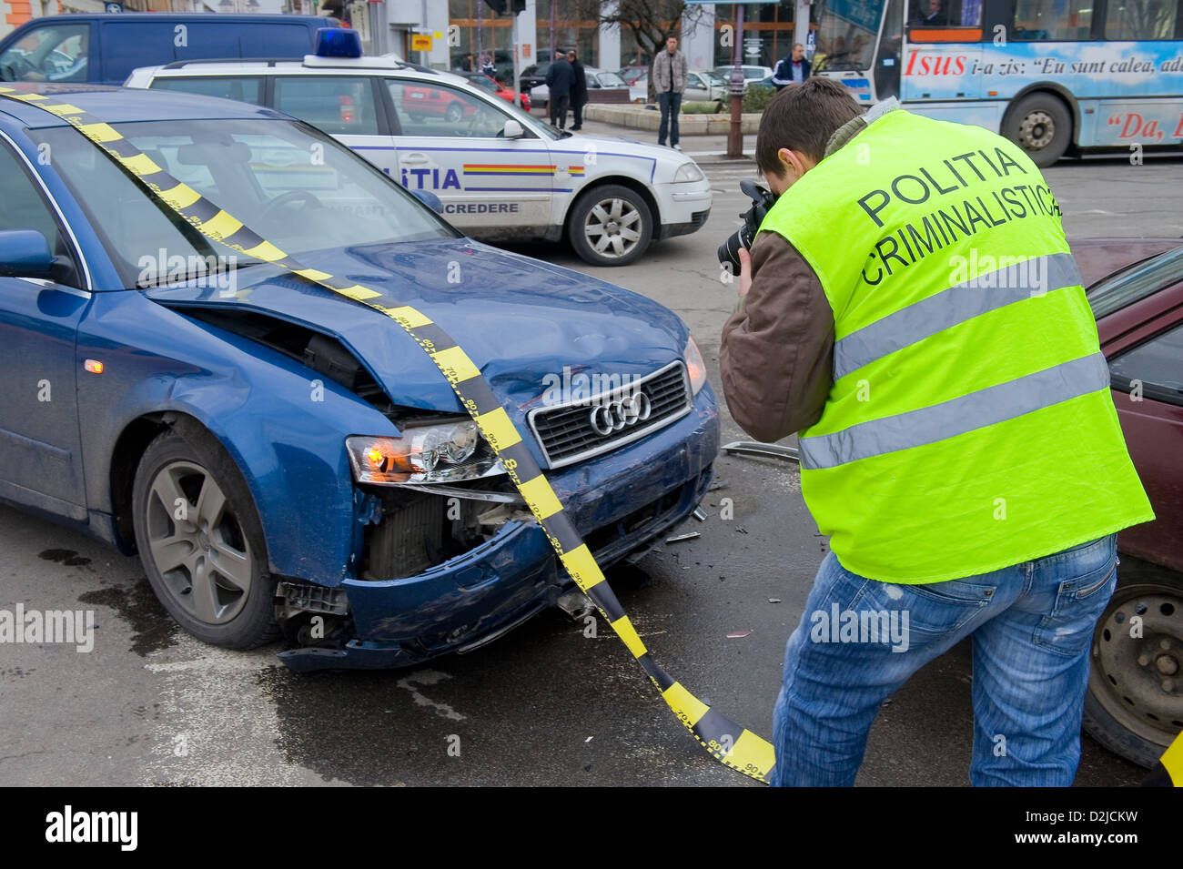 Oradea, Romania, a car accident is documented Stock Photo Alamy