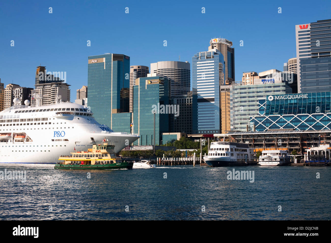 P&O Cruises superliner Pacific Jewel Cruise Ship berthed at Wharf 8 Darling Harbour Sydney Australia Stock Photo