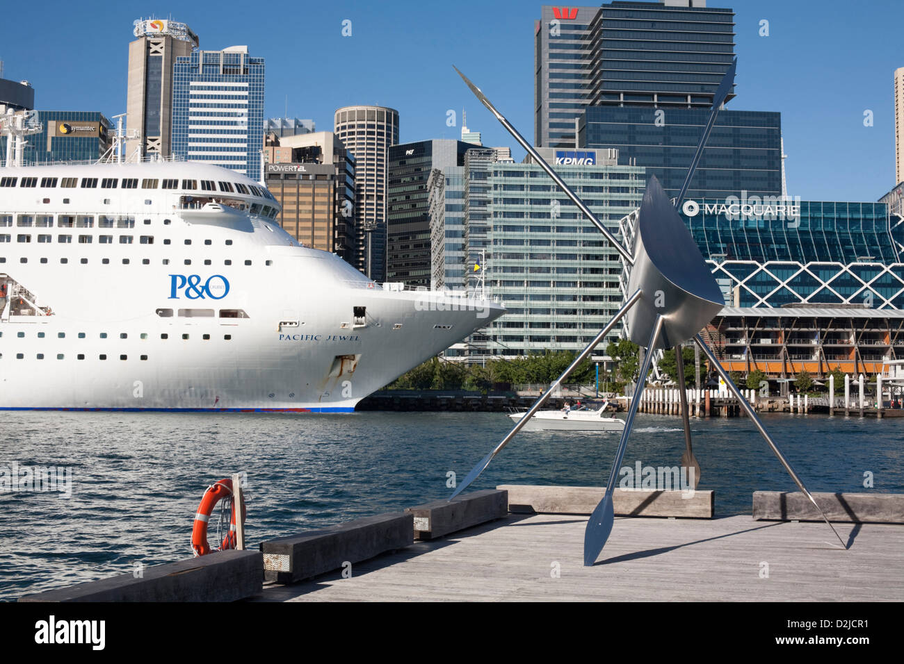 The SubWharfyen is a sculpture located on the end of piers 8 & 9 of Sydney Wharf, on Darling Harbour at Pyrmont Stock Photo