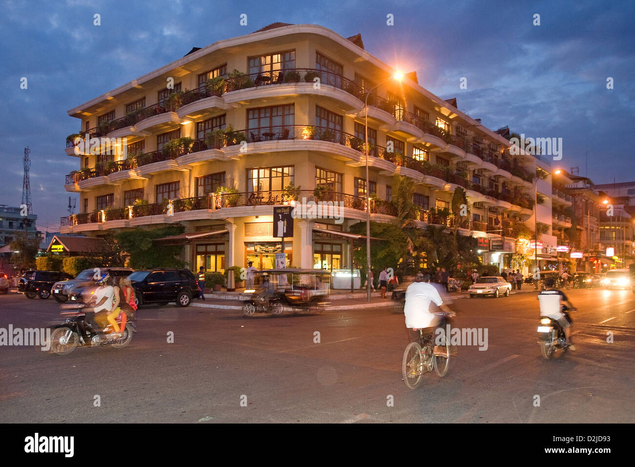 Phnom Penh, Cambodia, a modern apartment house on the waterfront Stock