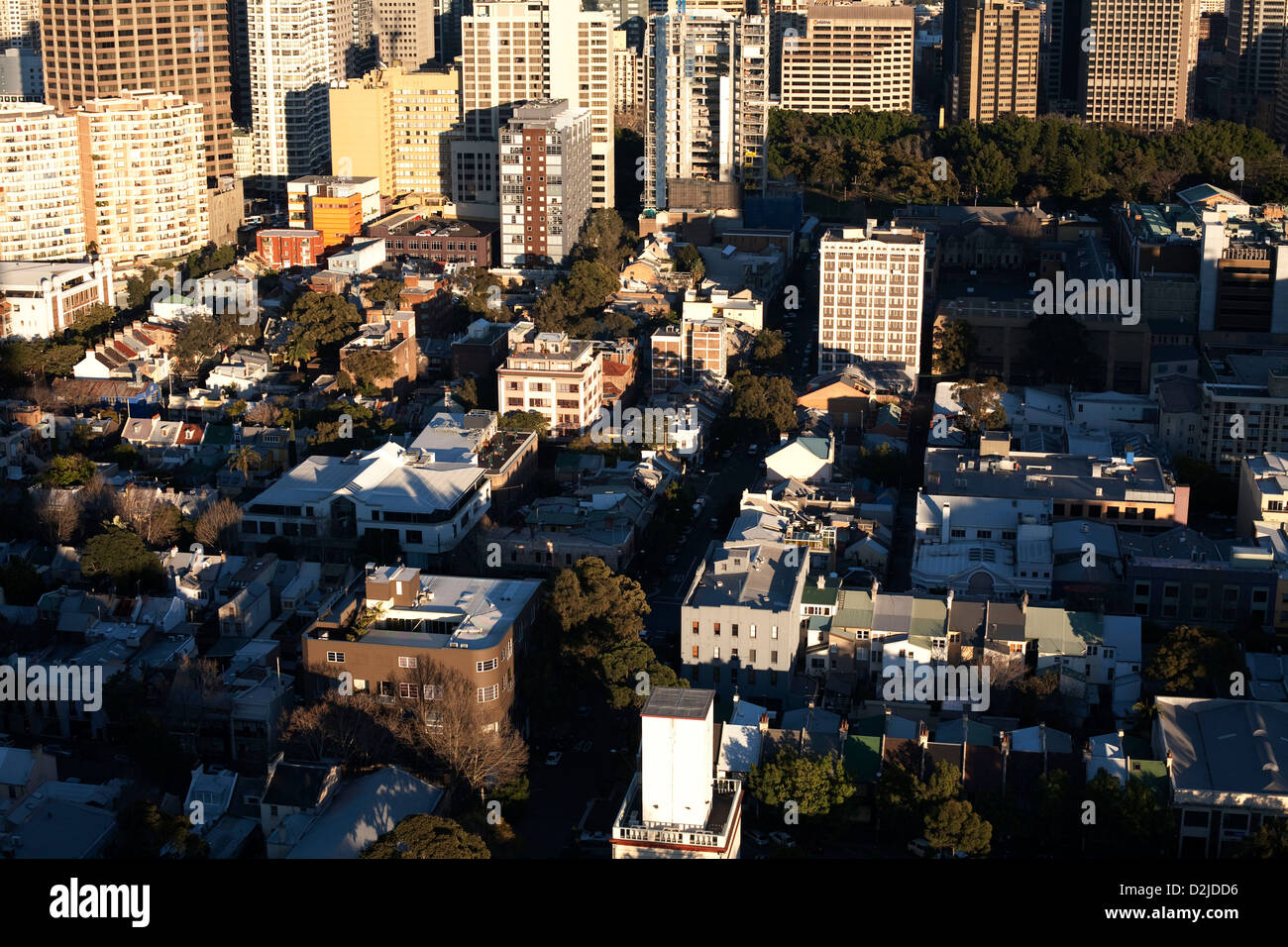 Early-morning aerial view of urban landscape East Sydney Australia Stock Photo