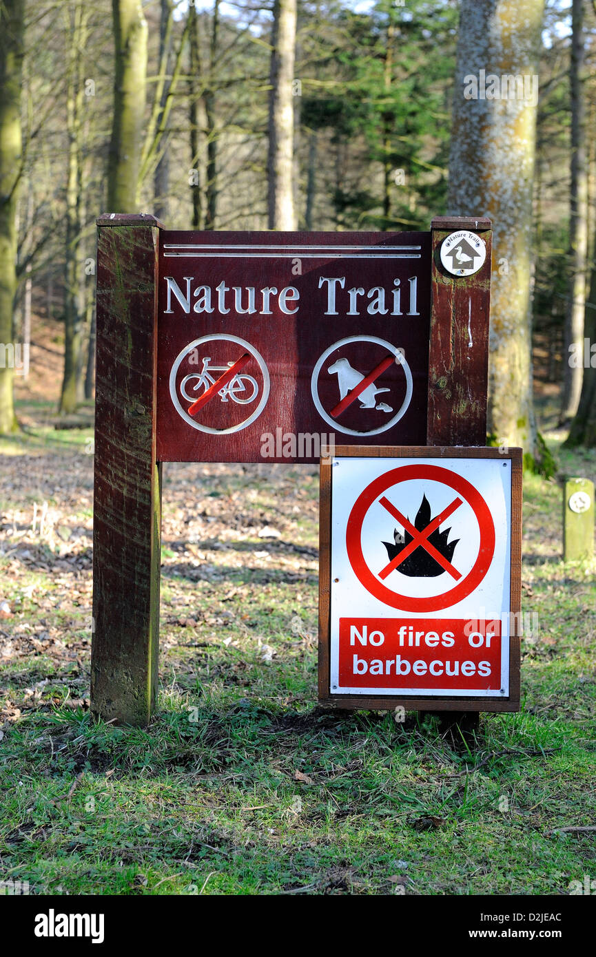 woodland nature trail sign derwent valley derbyshire england uk Stock Photo