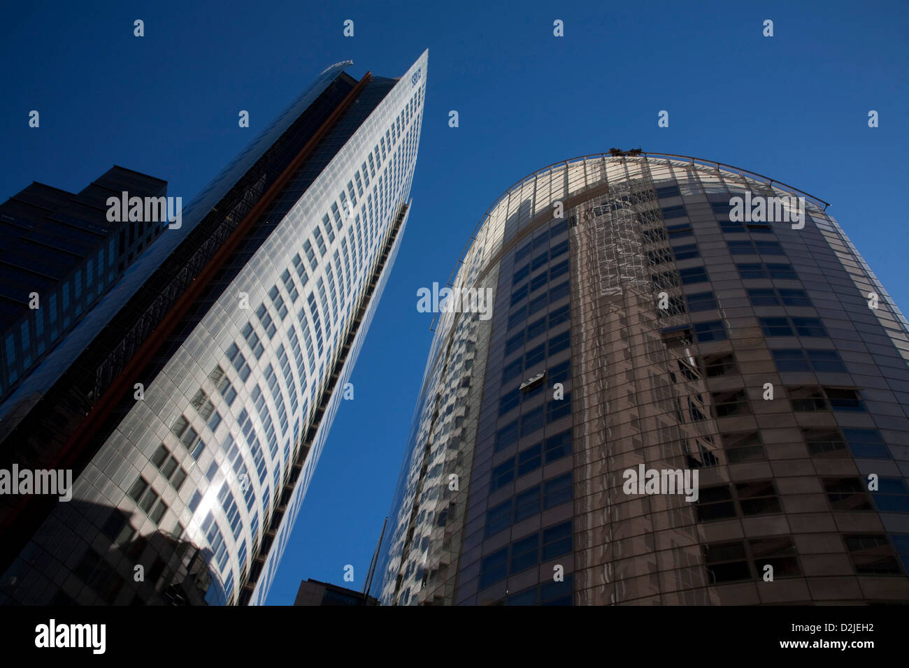 Aurora Place an unusual geometric shape where not one panel was parallel to any grid. Stock Photo