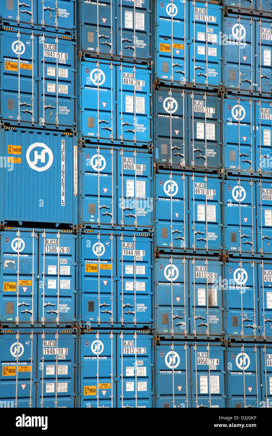 Hamburg, Germany, container stack in the Free Port Stock Photo
