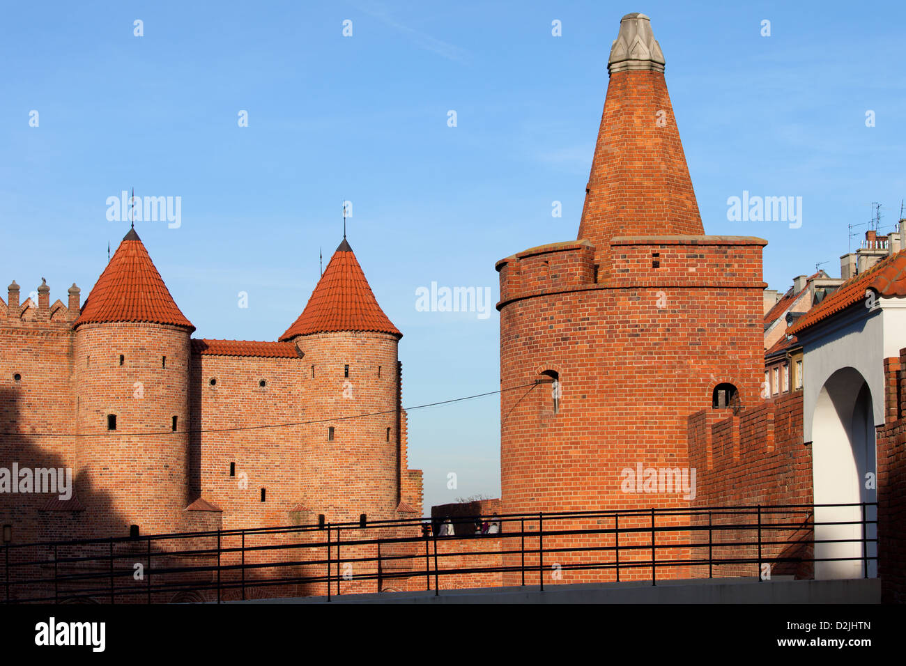 Barbican And Tower Of The Old Town Fortifications In Warsaw, Poland ...