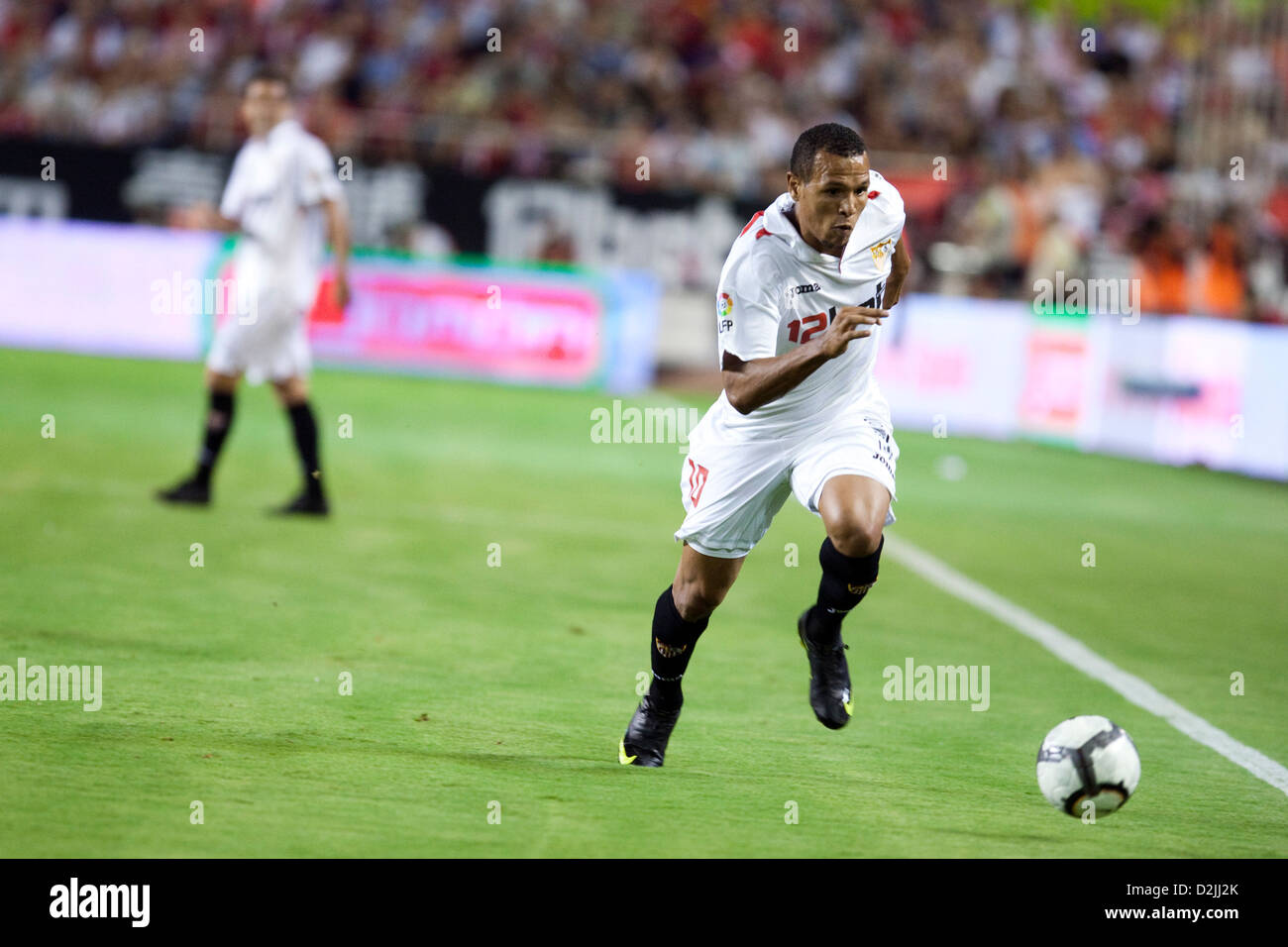 Seville, Spain, Luis Fabiano of Sevilla FC chases the ball in the game against Real Madrid Stock Photo