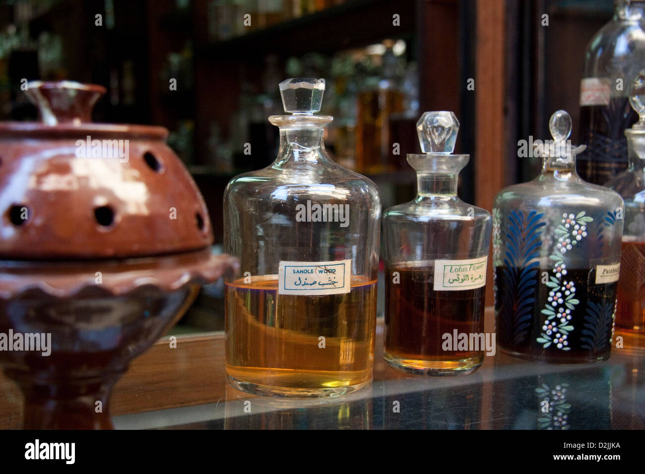 Cairo, Egypt, perfume bottles in the perfume alley on the Khan el ...