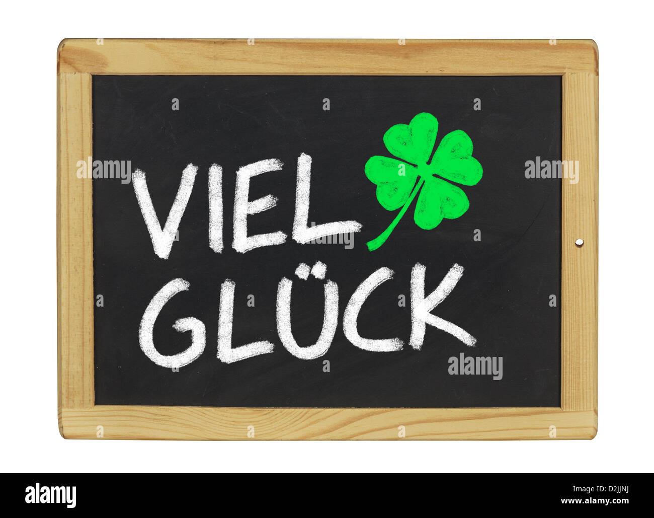 Viel Glück on a blackboard Stock Photo