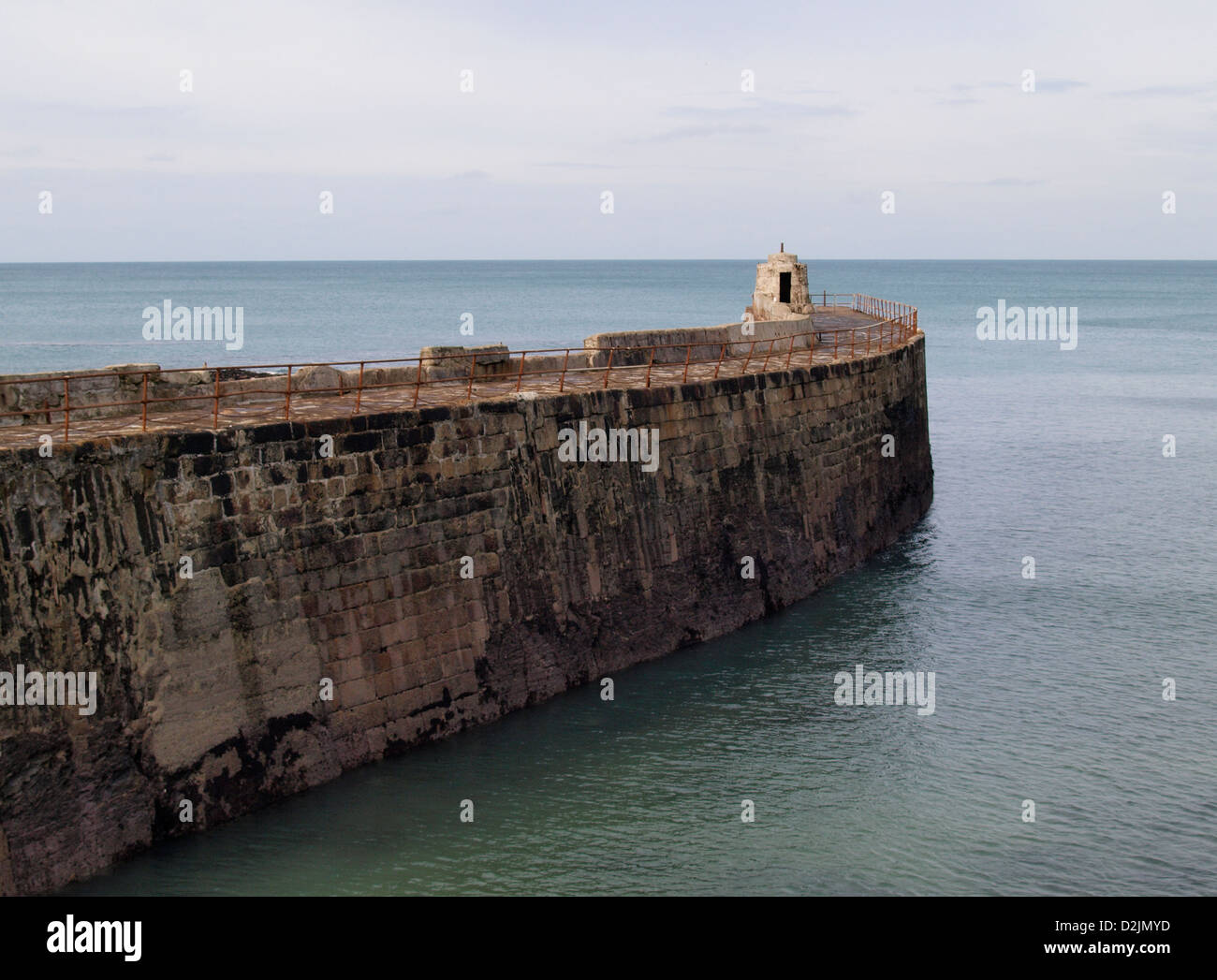 Portreath harbour entrance wall, Cornwall, UK Stock Photo