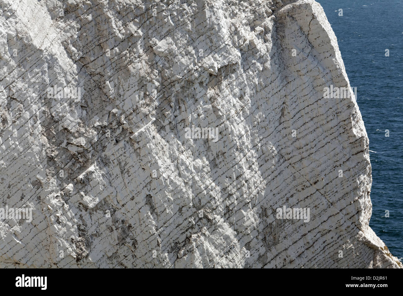 The chalk stacks of The Needles, Isle of Wight, England - detail Stock ...
