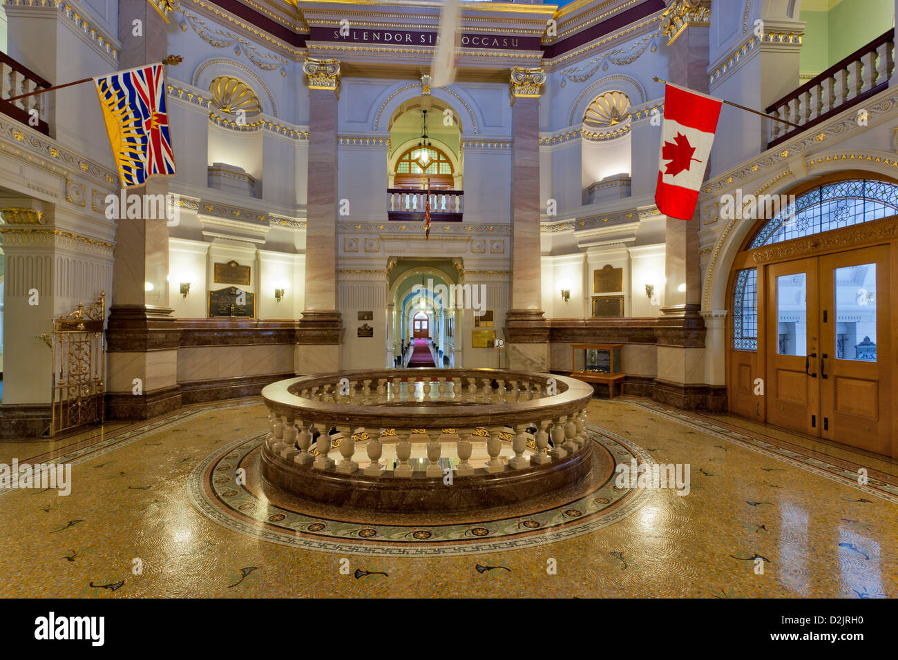 Entrance room to Rotunda dome in Provincial Legislative buildings of city capital-Victoria, British Columbia, Canada. Stock Photo