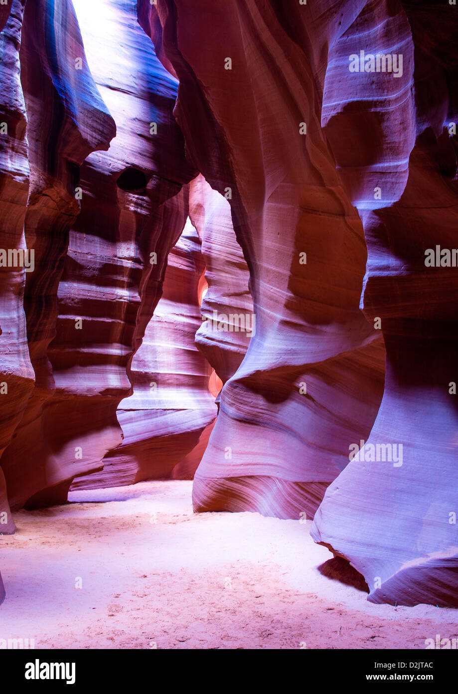 Antelope Canyon is a slot canyon located on Navajo land near Page, Arizona. Stock Photo