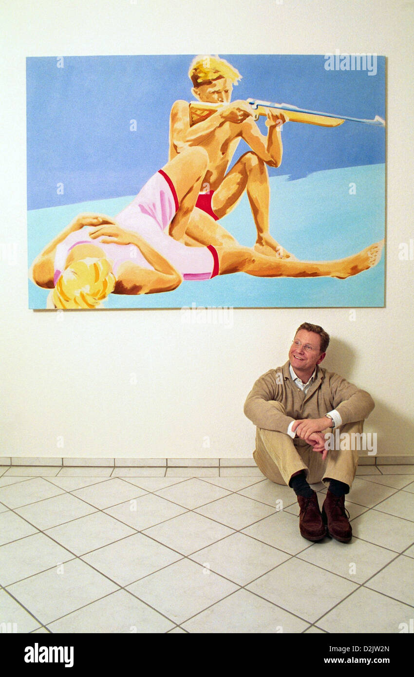 Berlin, Germany, Guido Westerwelle, in front of a painting by Norbert Bisky Stock Photo