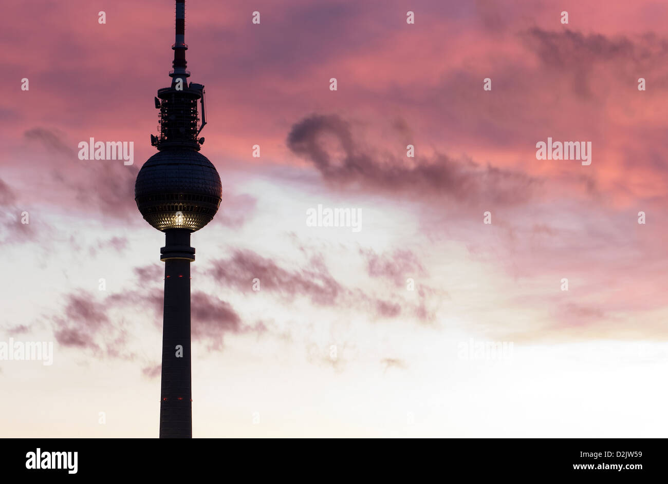 Berlin, Germany, the Berlin TV tower at sunset Stock Photo