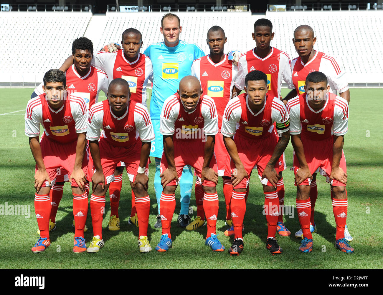 CAPE TOWN, South Africa - Saturday 26 January 2013, Team Ajax Cape Town  during the soccer/football match Grasshopper Club Zurich (Switzerland) and Ajax  Cape Town at the Cape Town stadium. Photo by