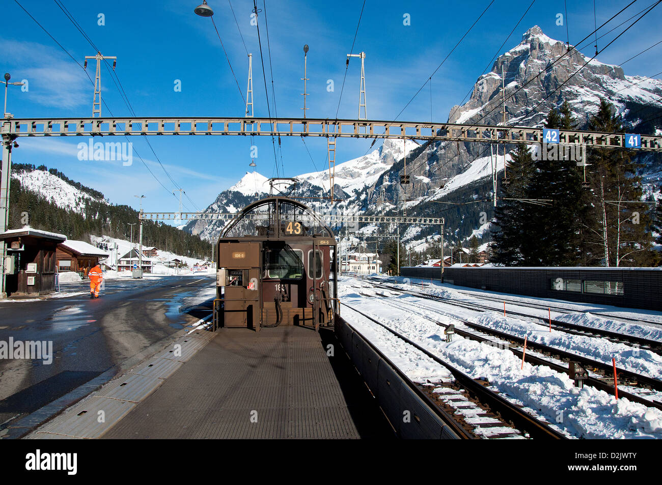 The car transport train between Kandersteg and Goppenstein Stock Photo