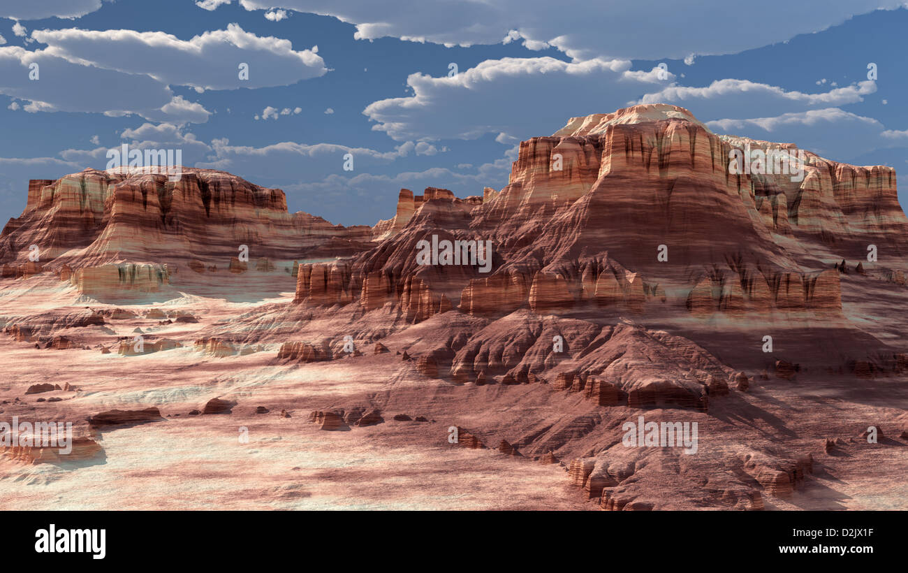 Desert landscape with blue sky and clouds, hot sunny day Stock Photo ...