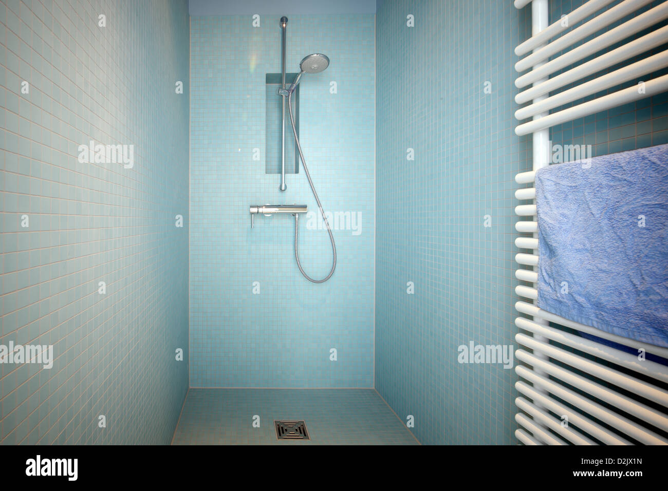 Berlin, Germany, shower in new construction of a terraced house Stock