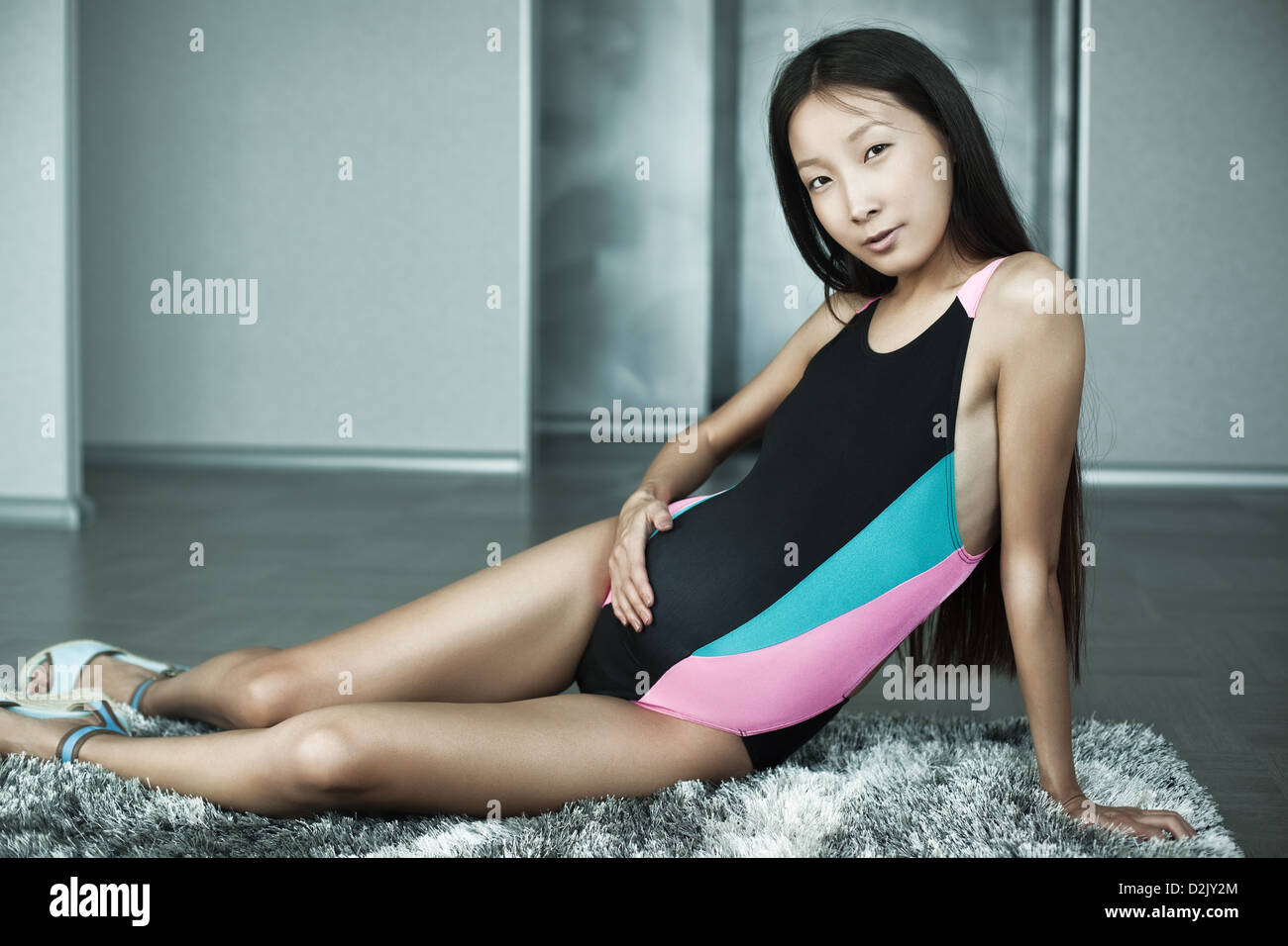 Young Pregnant Asian Woman Indoors Stock Photo Alamy