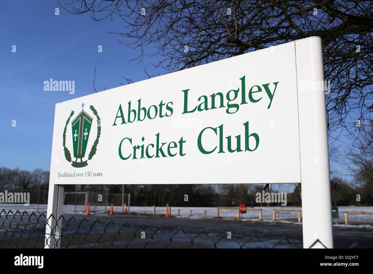 Sign for Abbots Langley cricket club Stock Photo
