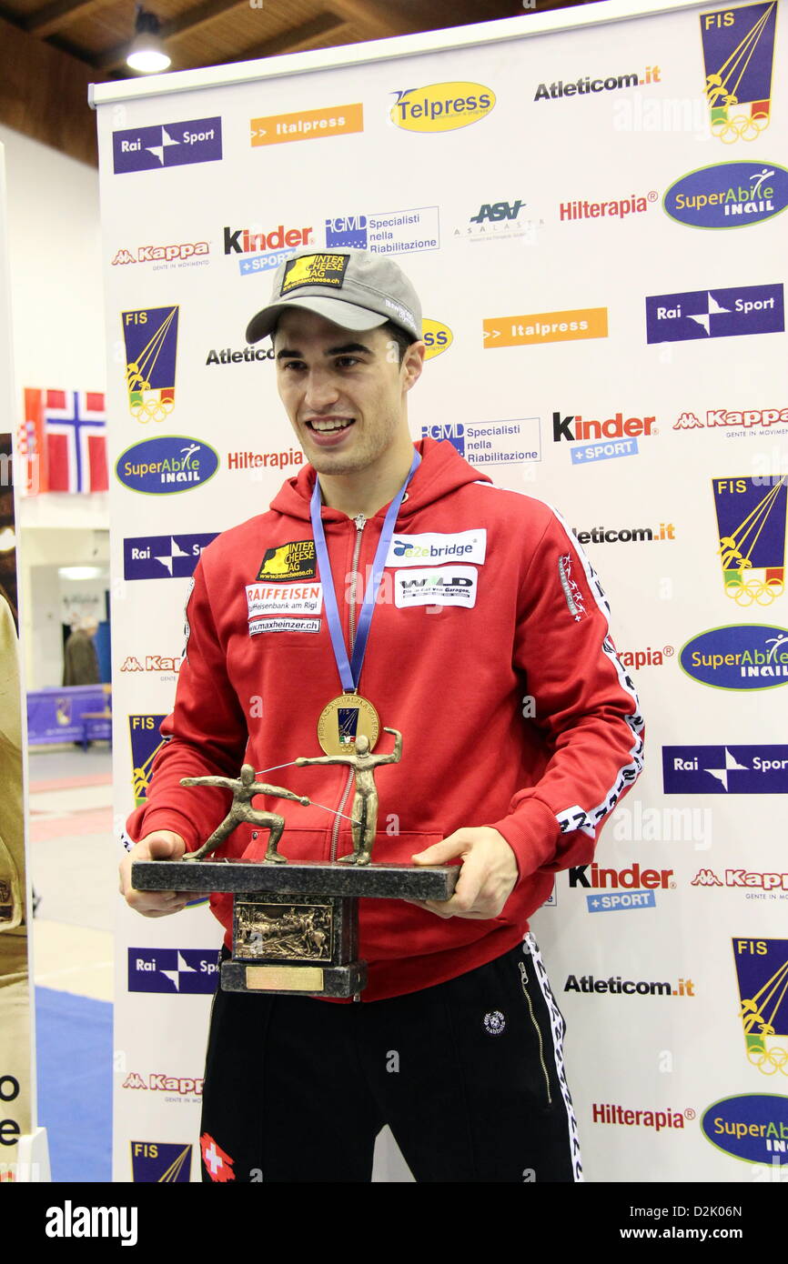 Legnano, Milan, Italy. January 26, 2013 victor Heinzer - 36 Trophy Men's Epee World Cup, organized by Fencing Club Legnano in structure of the sport PalaBorsani. Stock Photo