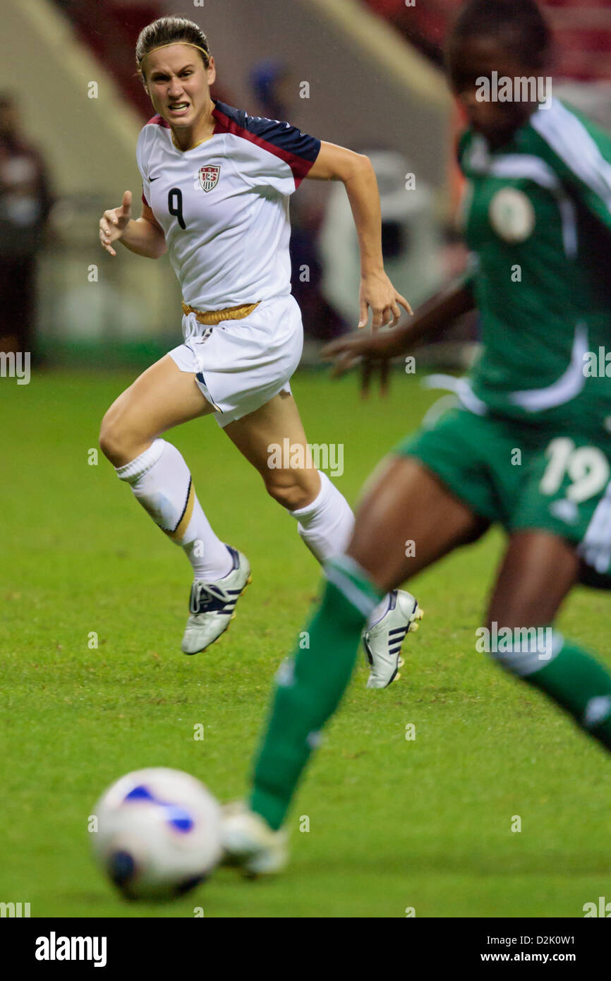 Heather O'Reilly of the United States (9) in action during a FIFA Women's World Cup Group B match against Nigeria. Stock Photo