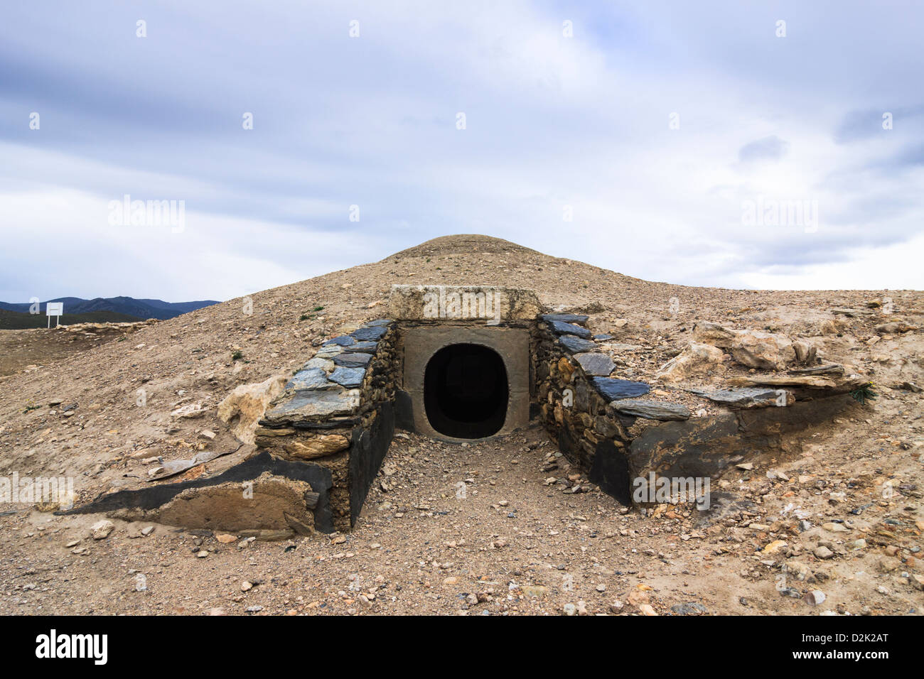 Restored tholos passage grave at Los Millares. Copper Age archaeological site. Almeria, Spain Stock Photo