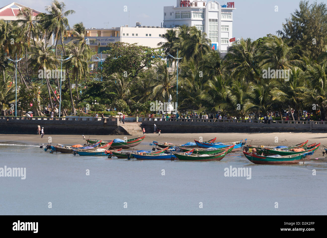 Fishing Dories at Shore, Vung Tau, Vietnam Stock Photo