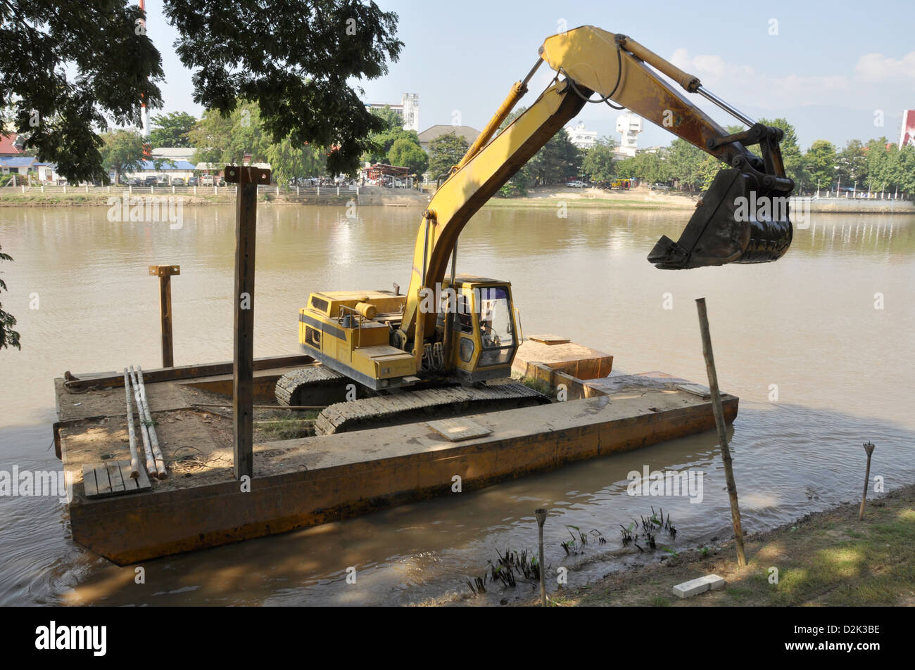 Construction barge on Ping River Stock Photo Alamy