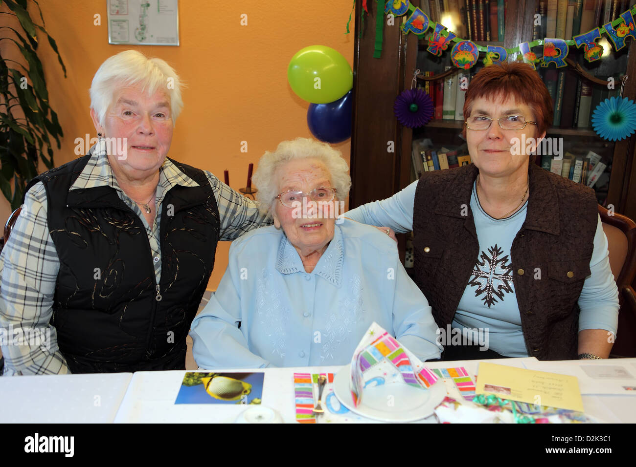 Berlin, Germany, with her daughters in Senior Portrait Stock Photo - Alamy