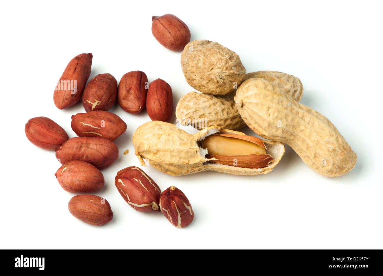 Raw peanuts in shells and shelled peanuts white isolated Stock Photo Alamy