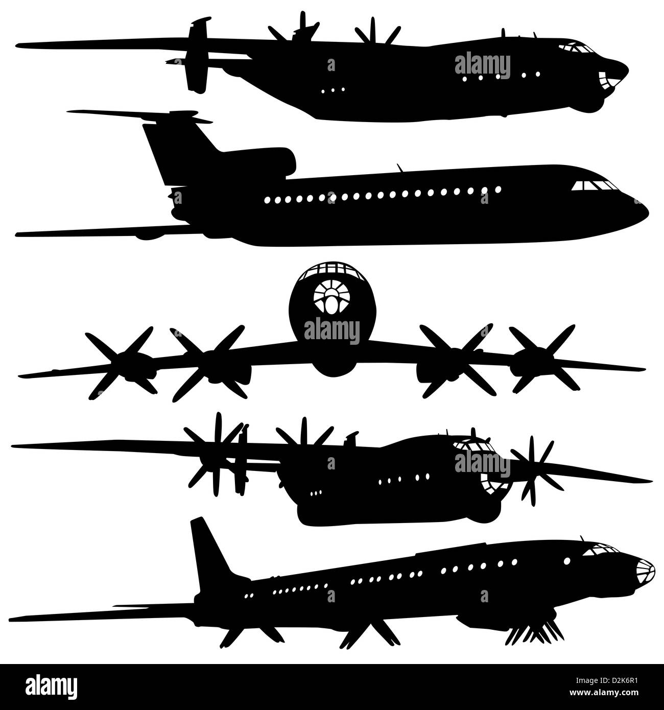 Collection of different airplane silhouettes. vector illustration for ...