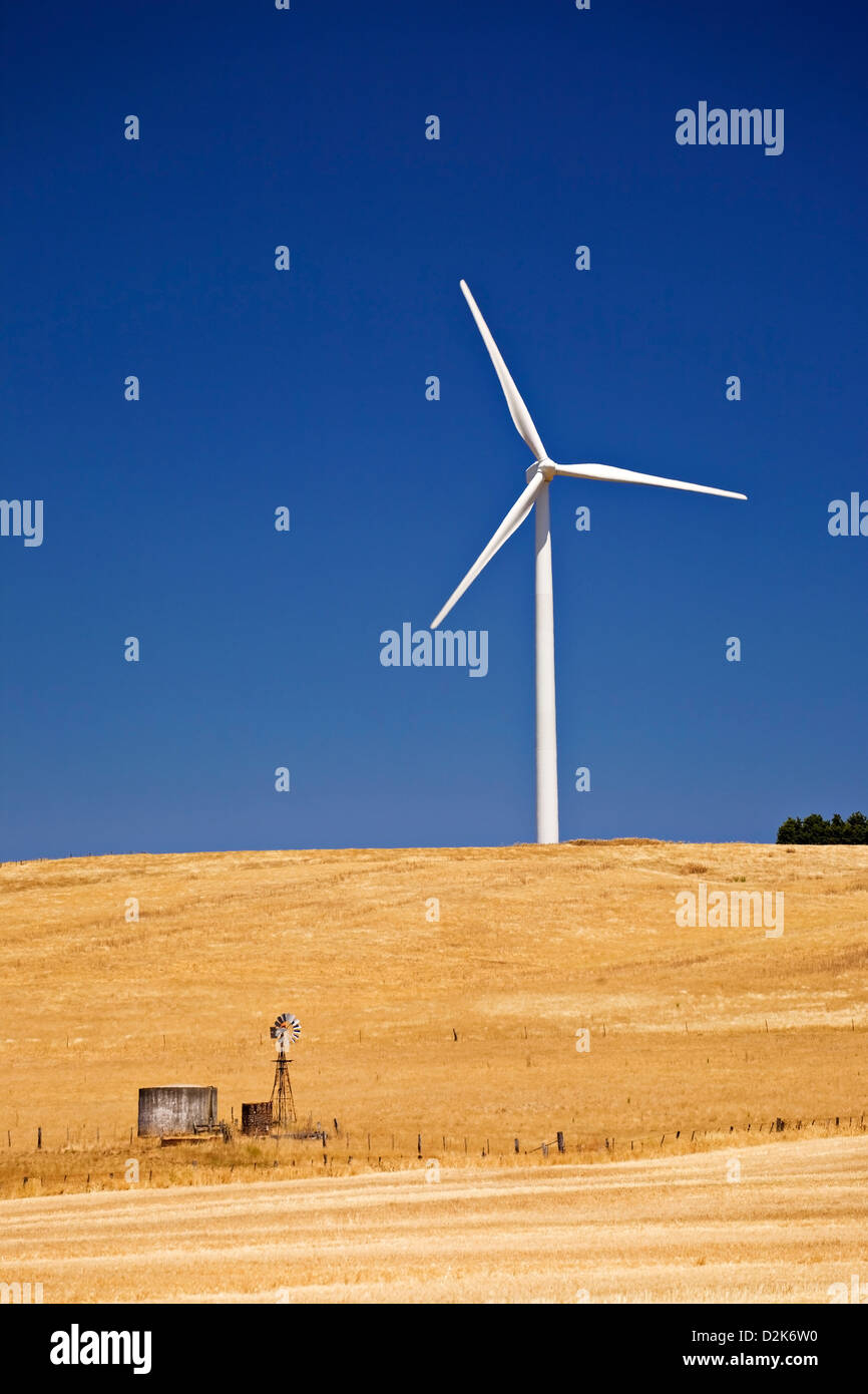 Eco friendly Wind Turbine Farm in Learmonth Victoria Australia. Stock Photo