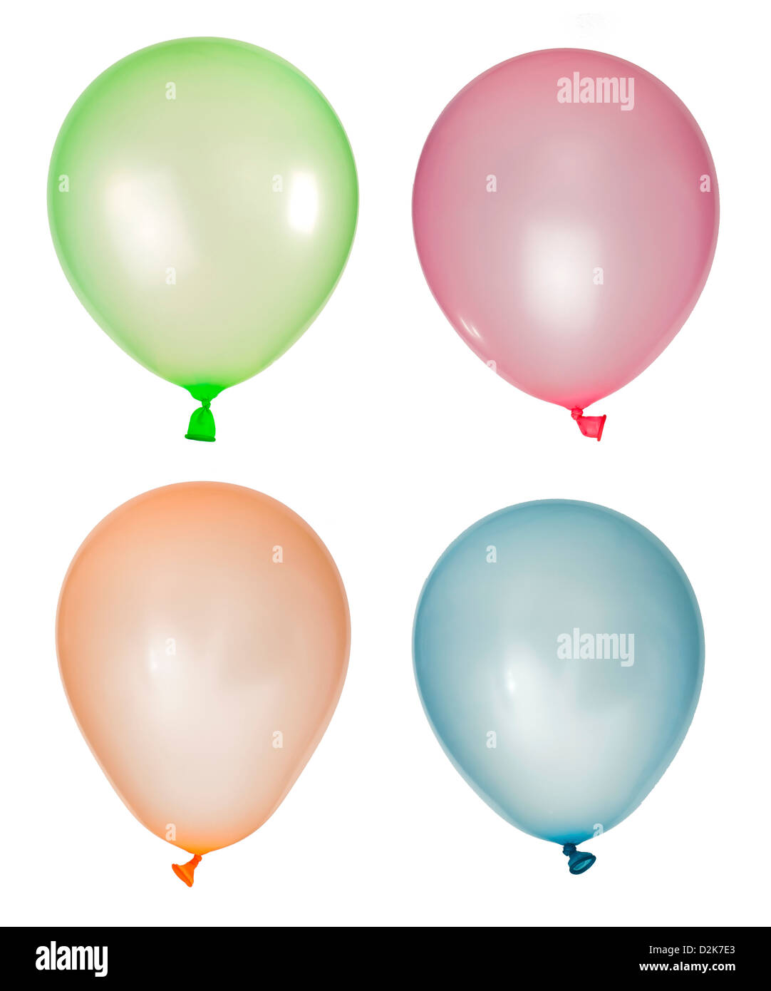 Set of inflated balloons from different colors. White isolated Stock Photo