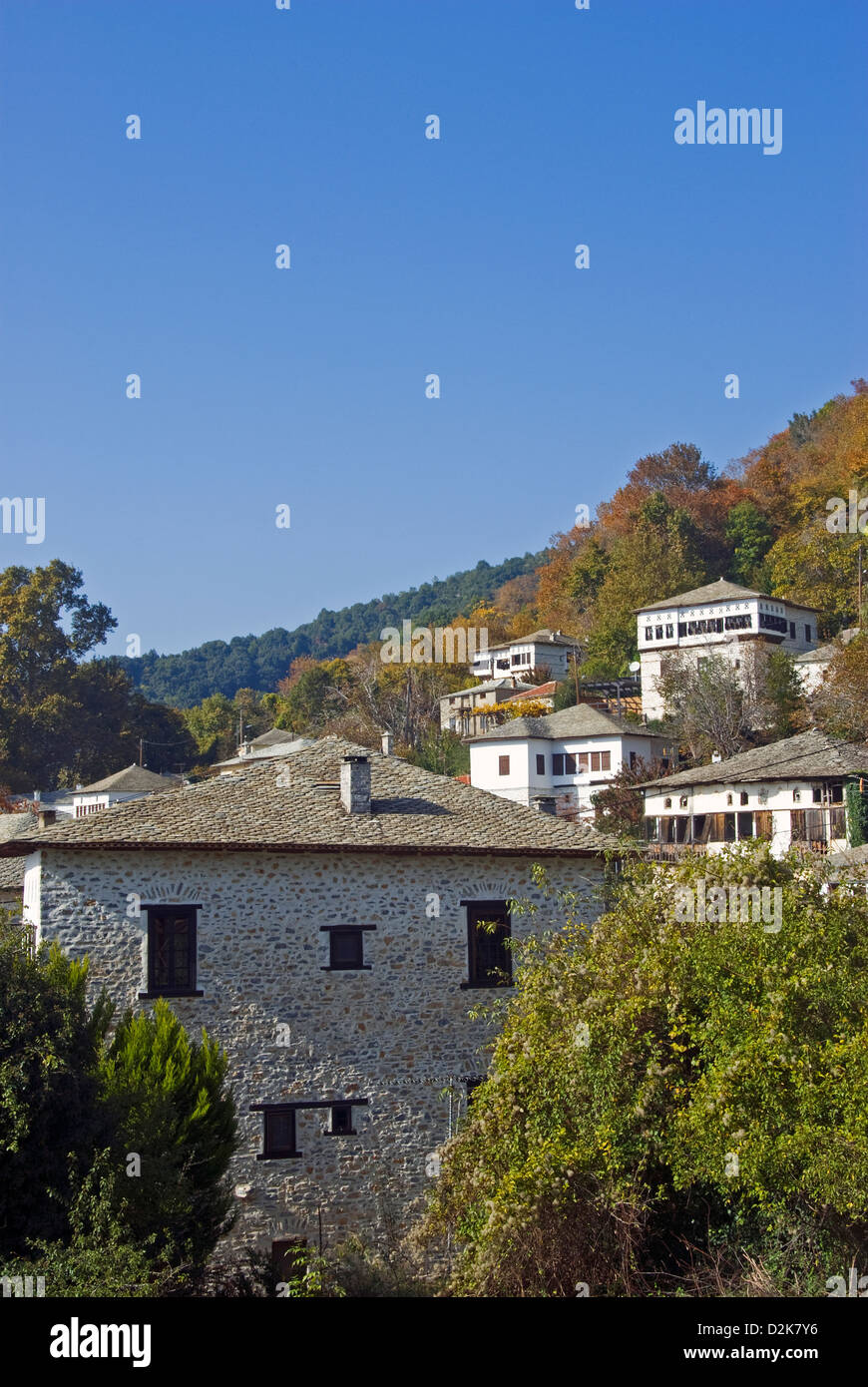 Greek mountain village of Visitza (Pelion Peninsula, Thessaly, Greece) Stock Photo