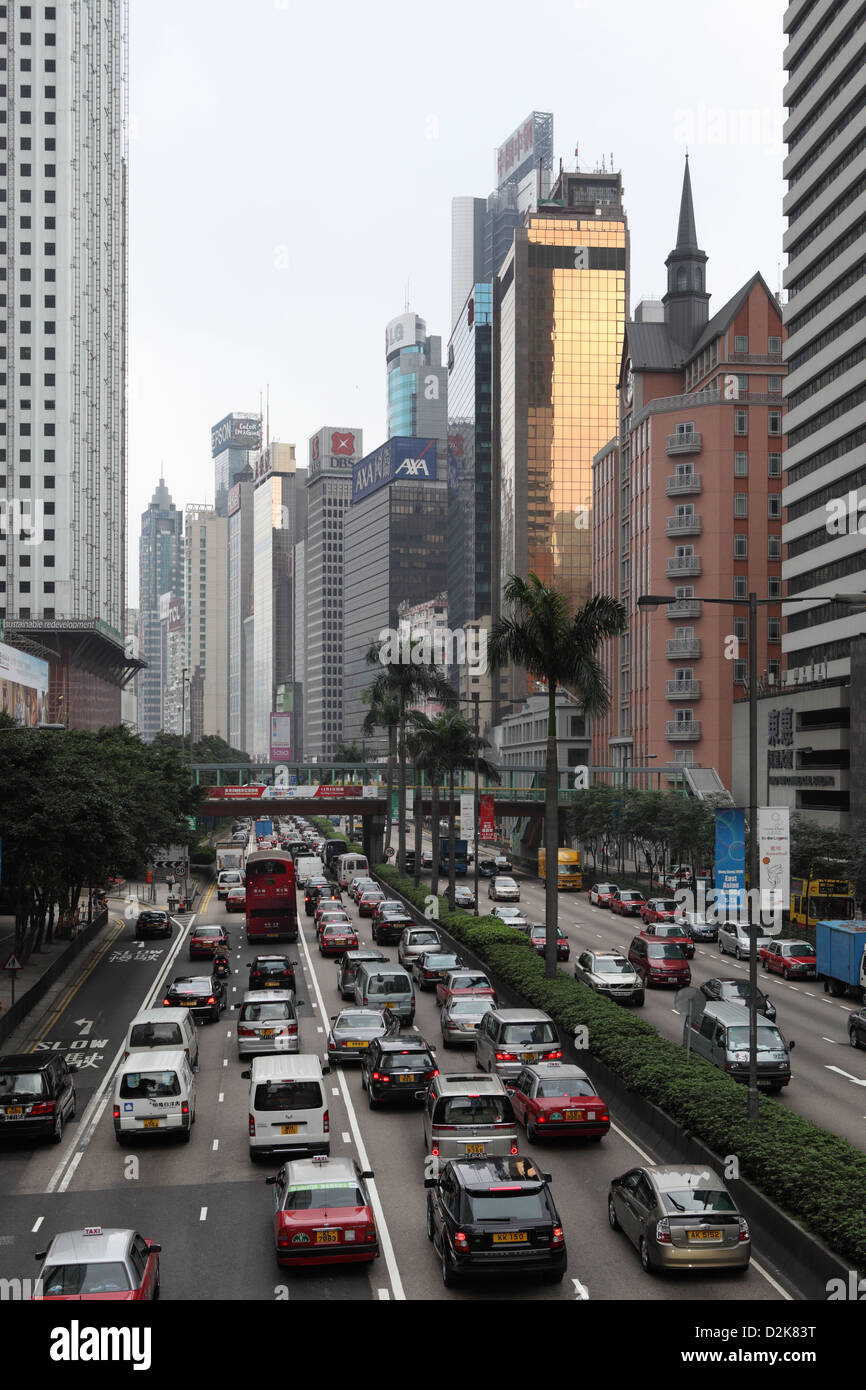 Hong Kong, China, during rush hour in the Gloucester Road Stock Photo