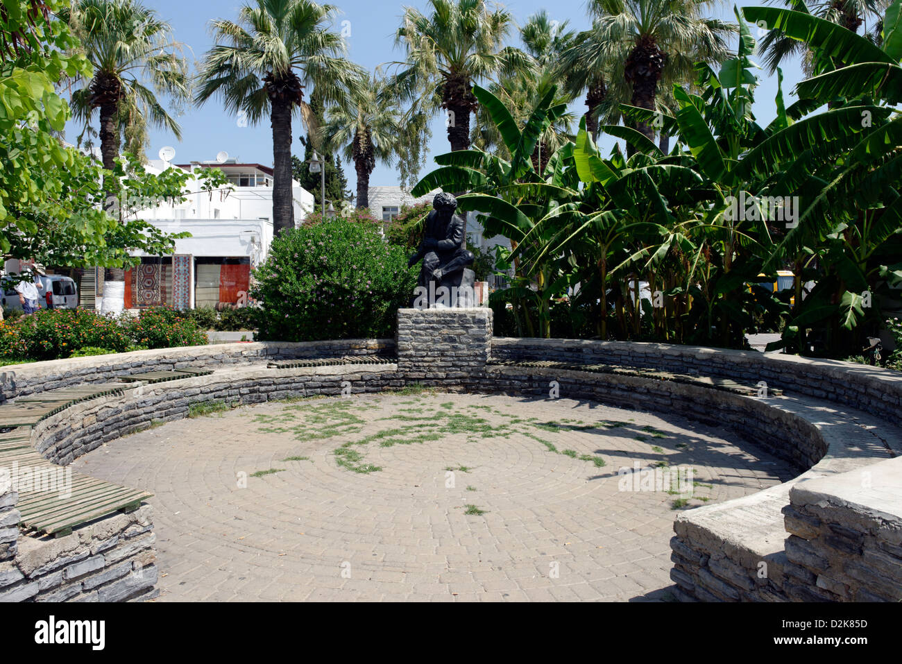 Bodrum Turkey. Statue of the Turkish Poet and Nay Player Neyzen Tevfik who was born in Bodrum. Stock Photo