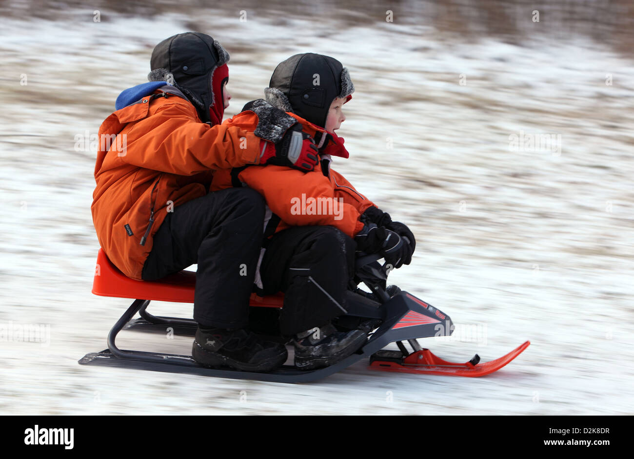 Berlin, Germany, children sledding Stock Photo Alamy