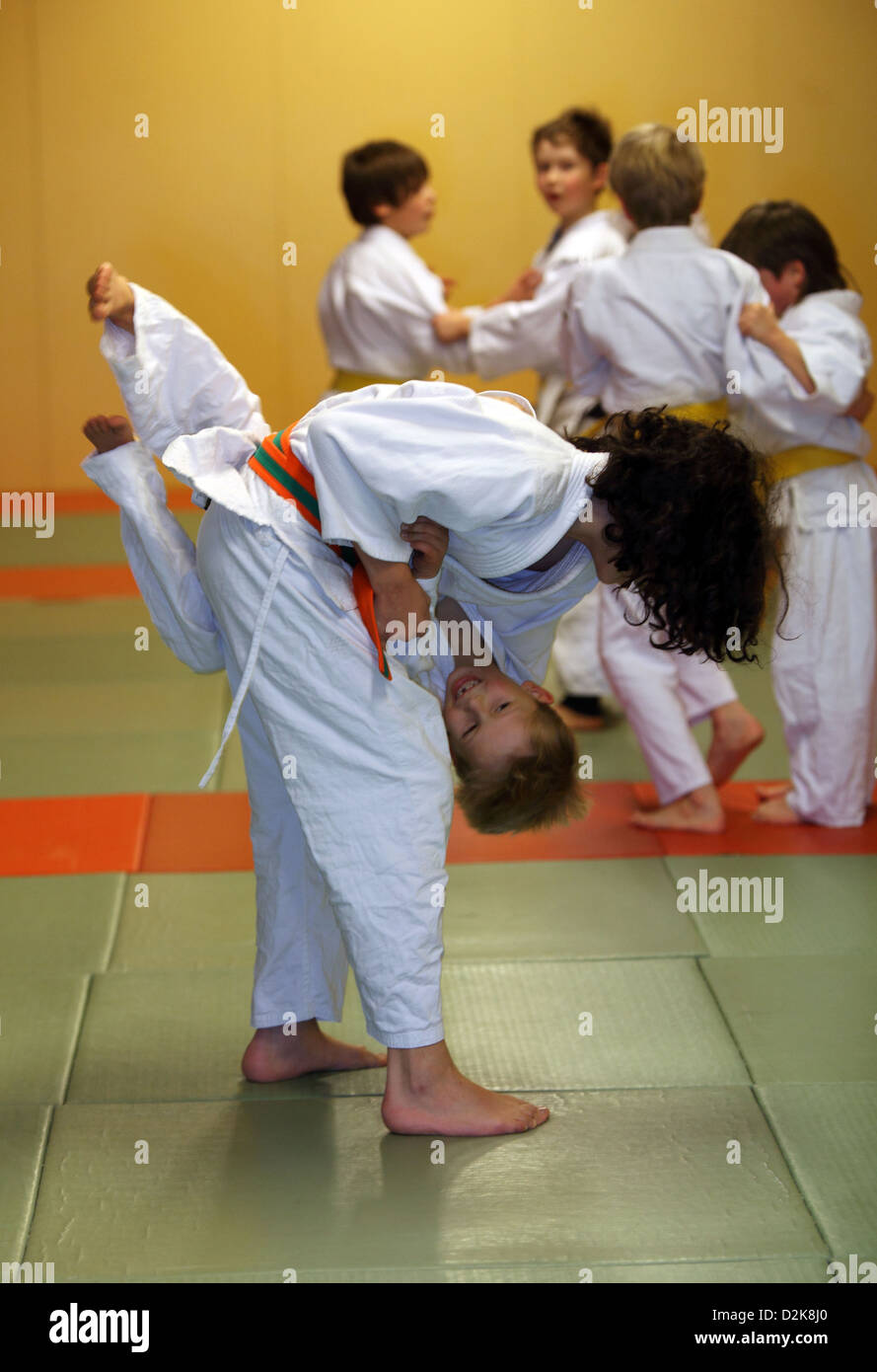 Berlin, Germany, children in a judo course Stock Photo