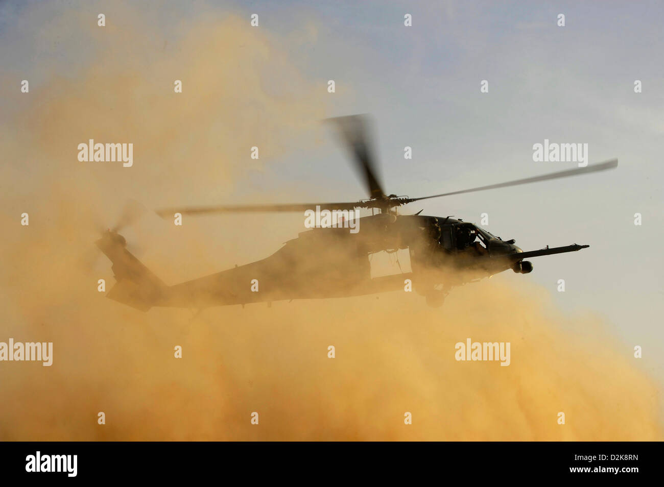An HH-60 Pave Hawk helicopter lands during a mass casualty exercise December 24, 2010 near Kandahar, Afghanistan. Stock Photo