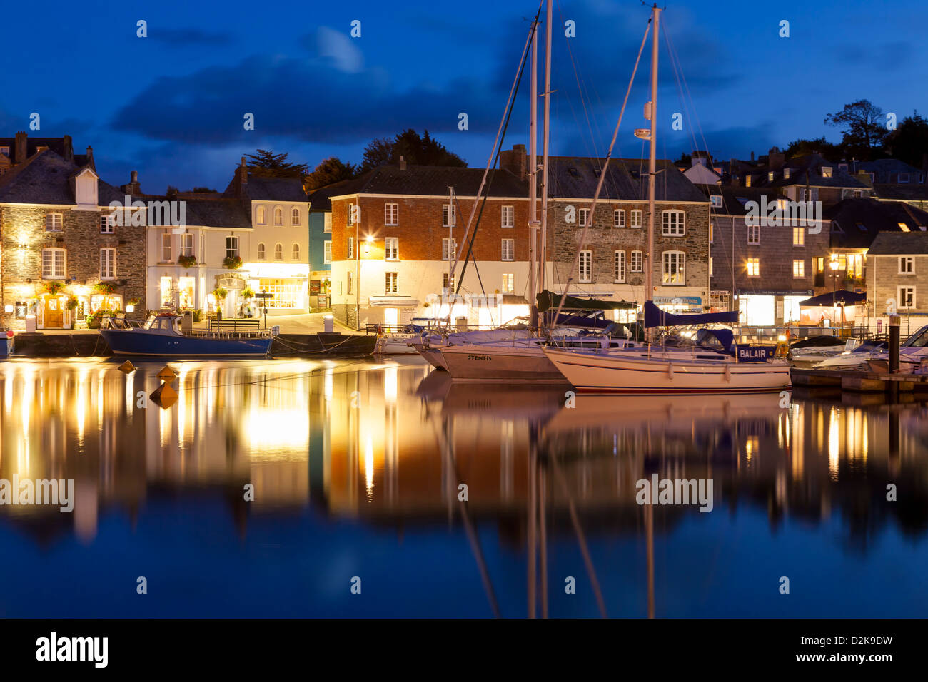 Padstow Harbour at Dusk, Cornwall England UK Stock Photo