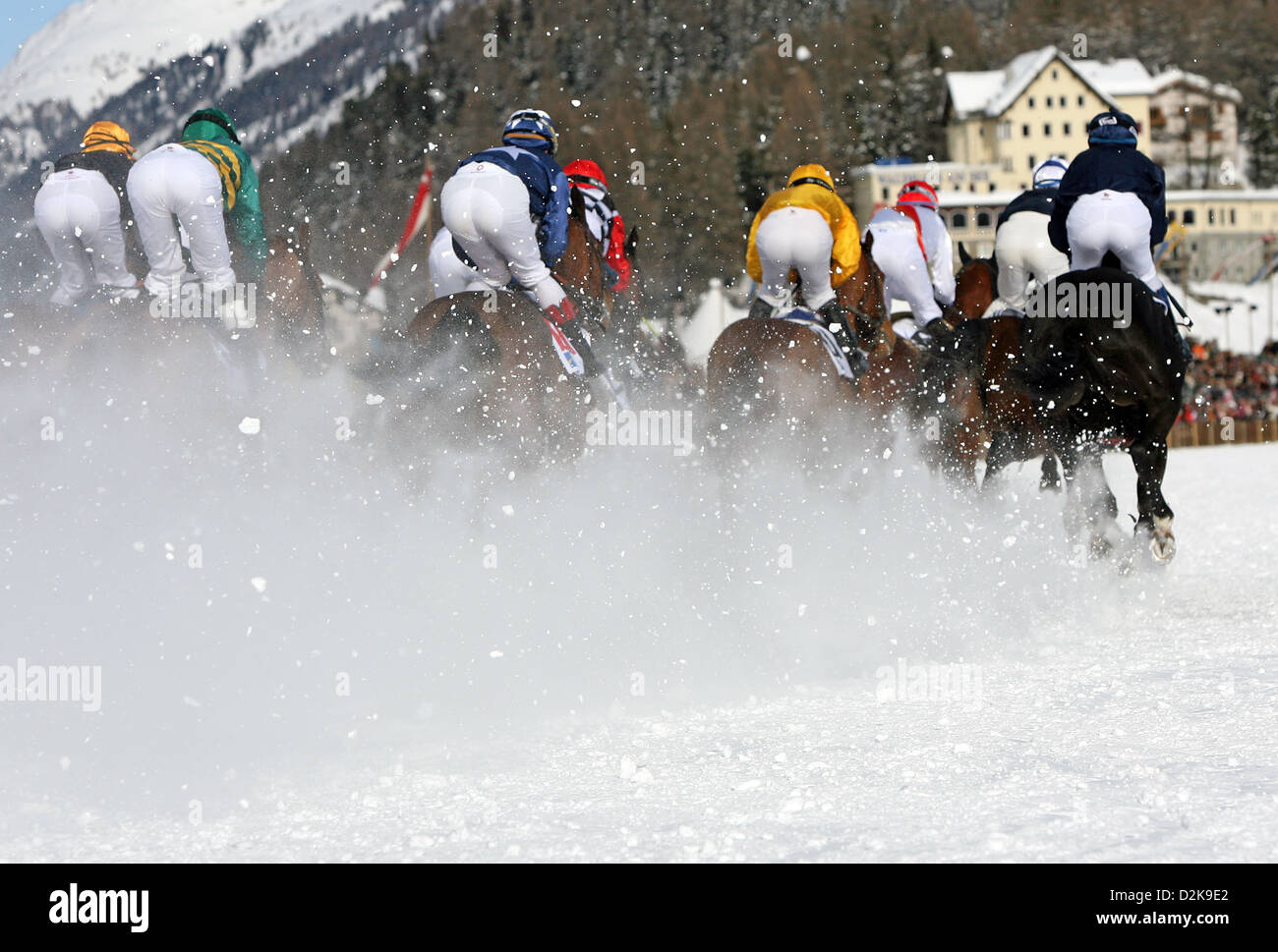 St. Moritz, Switzerland, horse racing on Lake St. Moritz Stock Photo